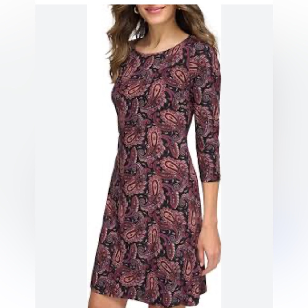 Papillon Paisley Tunic Dress-Button detail -3/4 Sleeve- Sz S-NWOT Lagenlook​​